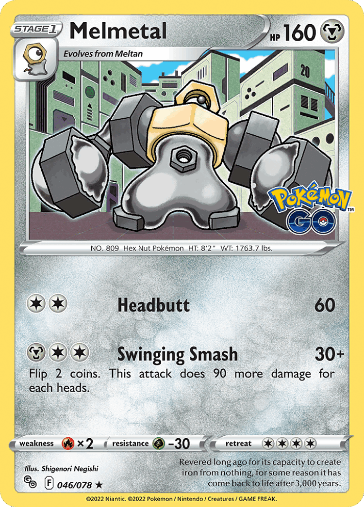 Melmetal #46 from Pokémon GO - Rare Holo - Illustrated by Shigenori Negishi