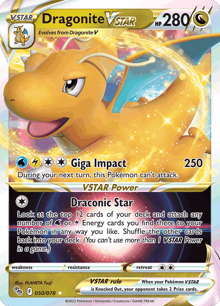 Dragonite VSTAR #50 from Pokémon GO - Rare Holo VSTAR - Illustrated by PLANETA Tsuji