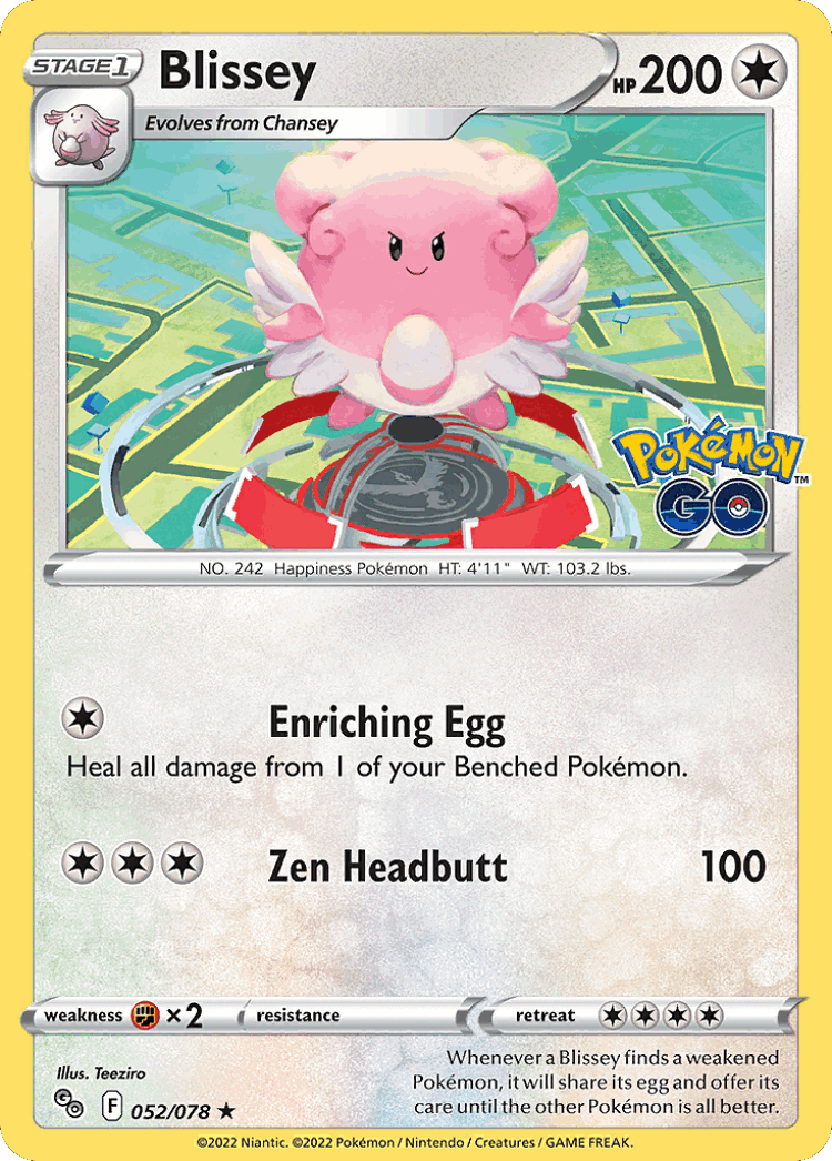 Blissey #52 from Pokémon GO - Rare Holo - Illustrated by Teeziro
