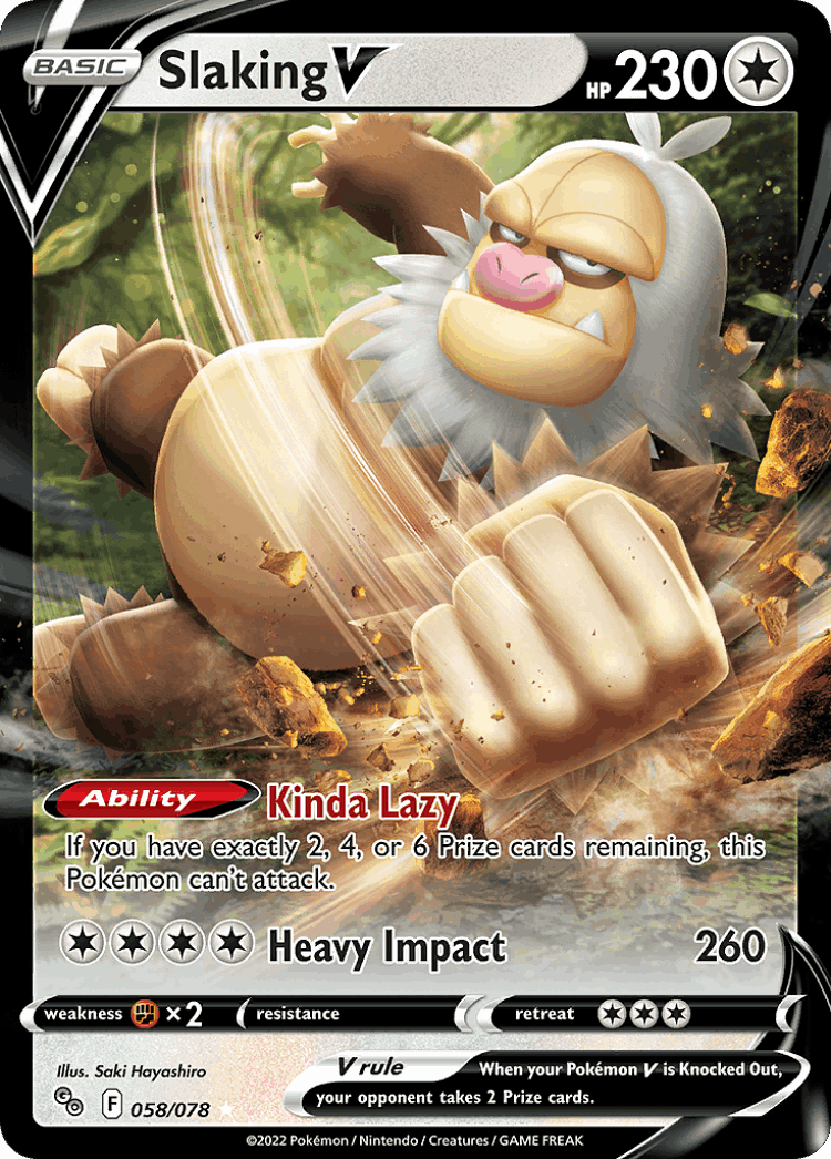 Slaking V #58 from Pokémon GO - Rare Holo V - Illustrated by Saki Hayashiro
