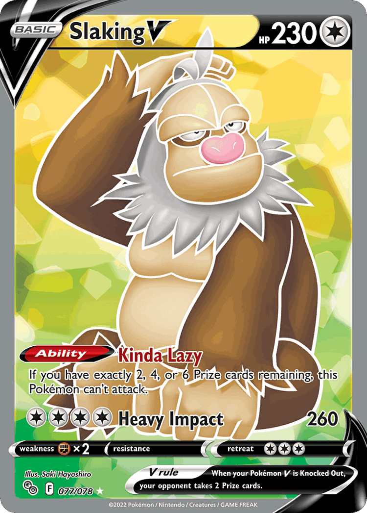 Slaking V #77 from Pokémon GO - Rare Ultra - Illustrated by Saki Hayashiro