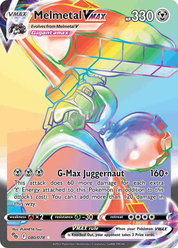 Melmetal VMAX #80 from Pokémon GO - Rare Rainbow - Illustrated by PLANETA Tsuji