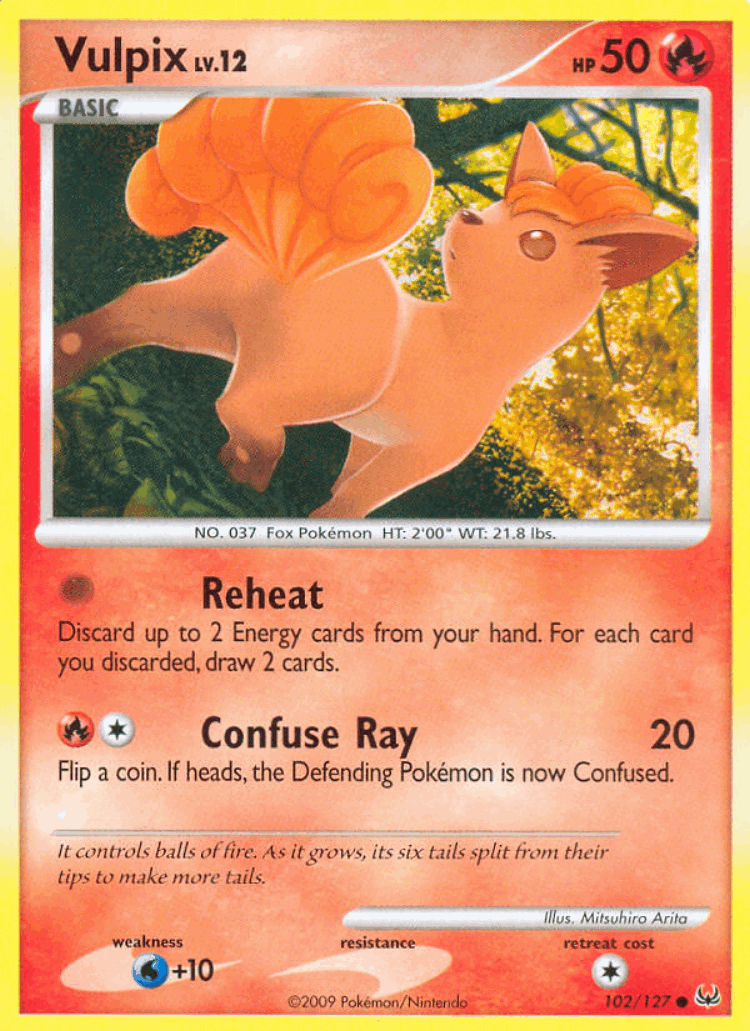 Vulpix #102 from Platinum - Common - Illustrated by Mitsuhiro Arita