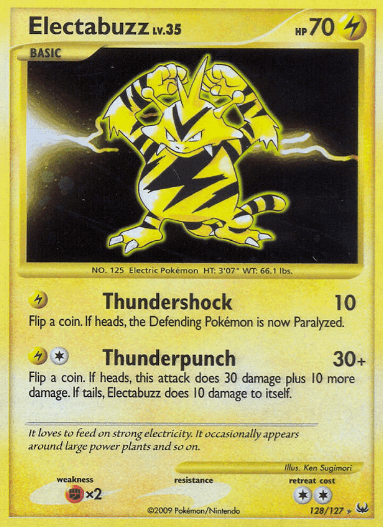 Electabuzz #128 from Platinum - Rare Secret - Illustrated by Ken Sugimori