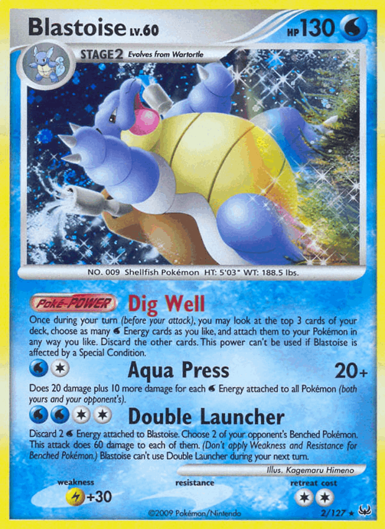 Blastoise #2 from Platinum - Rare Holo - Illustrated by Kagemaru Himeno