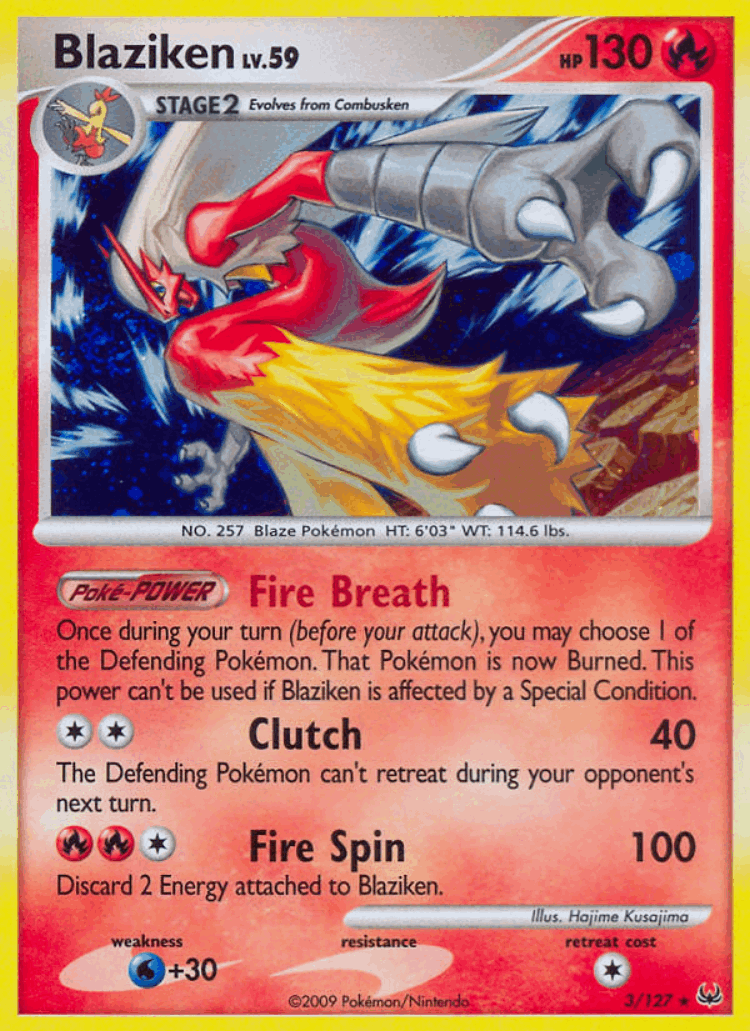 Blaziken #3 from Platinum - Rare Holo - Illustrated by Hajime Kusajima