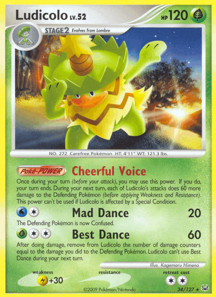 Ludicolo #34 from Platinum - Rare - Illustrated by Kagemaru Himeno