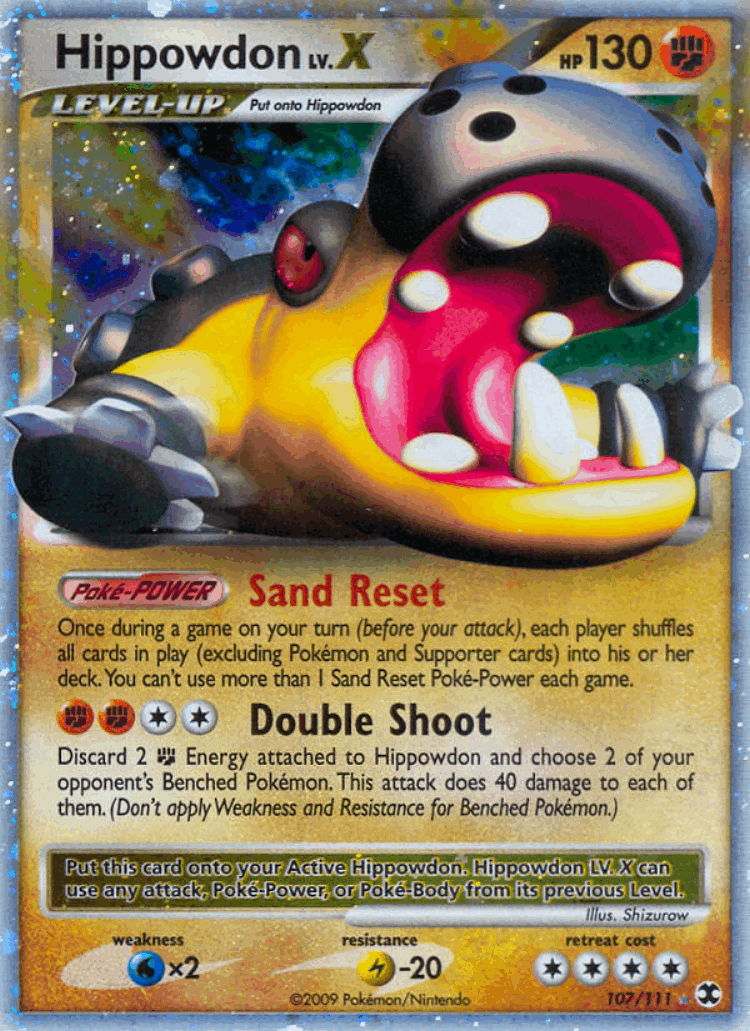 Hippowdon LV.X #107 from Rising Rivals - Rare Holo LV.X - Illustrated by Shizurow