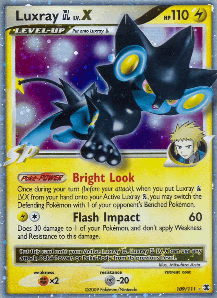 Luxray GL LV.X #109 from Rising Rivals - Rare Holo LV.X - Illustrated by Mitsuhiro Arita