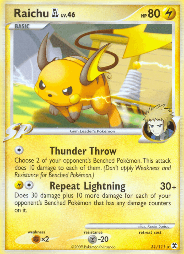 Raichu GL #31 from Rising Rivals - Rare - Illustrated by Kouki Saitou