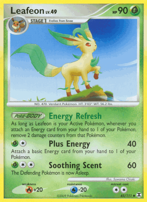 Leafeon #45 from Rising Rivals - Uncommon - Illustrated by Suwama Chiaki