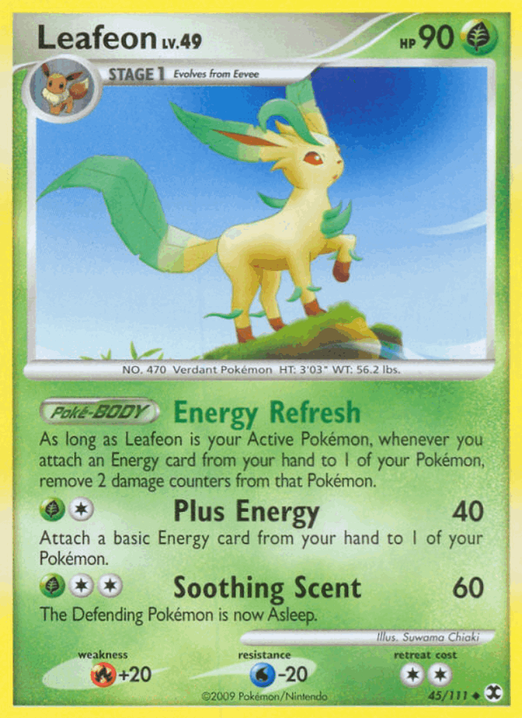 Leafeon #45 from Rising Rivals - Uncommon - Illustrated by Suwama Chiaki