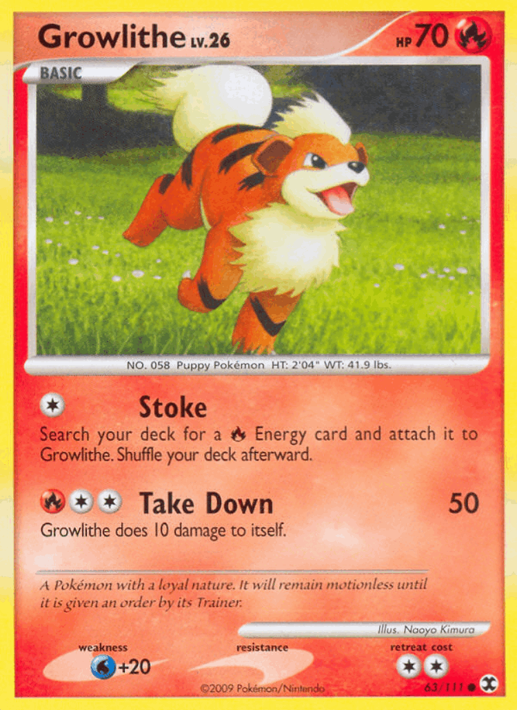Growlithe #63 from Rising Rivals - Common - Illustrated by Naoyo Kimura