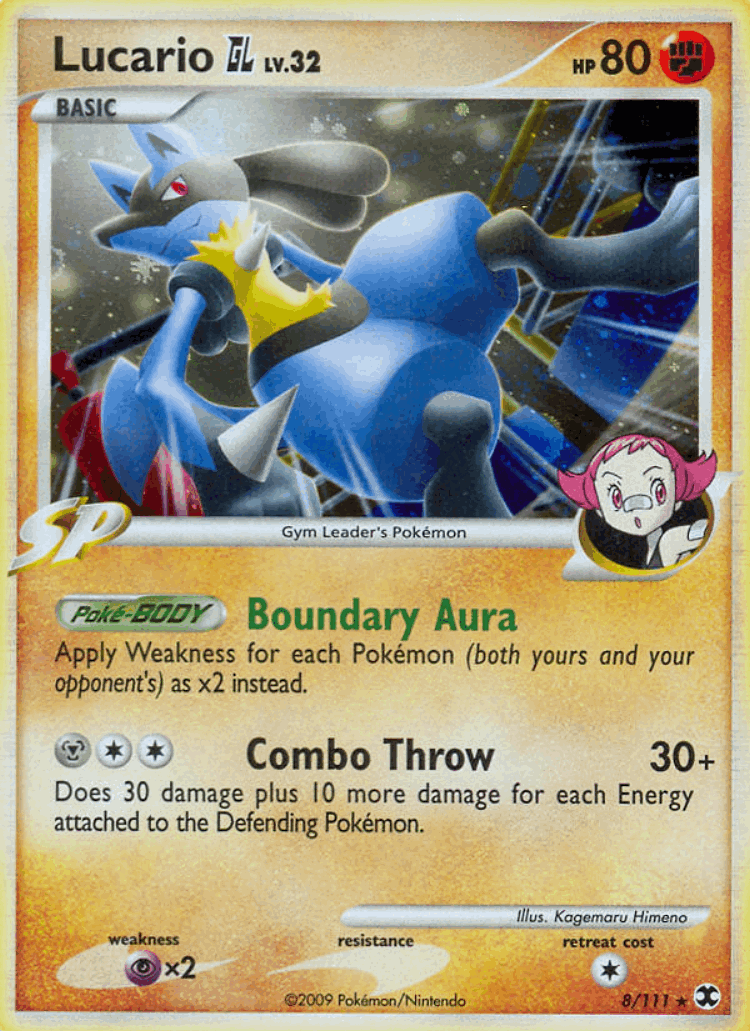 Lucario GL #8 from Rising Rivals - Rare Holo - Illustrated by Kagemaru Himeno