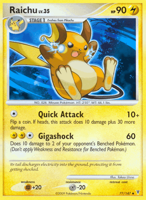 Raichu #77 from Supreme Victors - Uncommon - Illustrated by Takao Unno