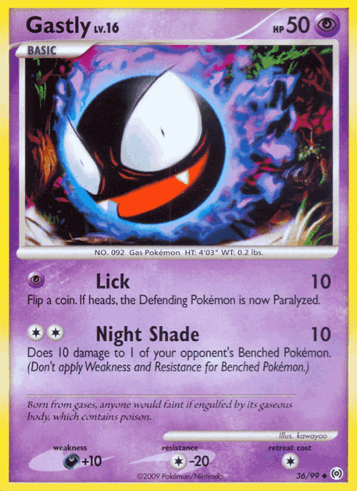Gastly #36 from Arceus - Uncommon - Illustrated by kawayoo