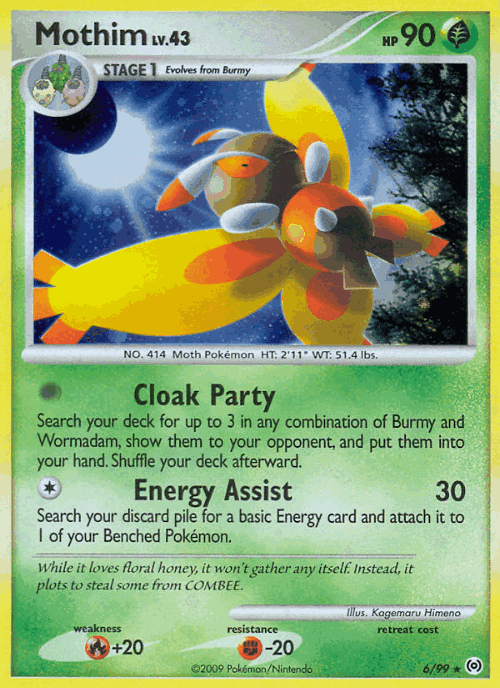 Mothim #6 from Arceus - Rare Holo - Illustrated by Kagemaru Himeno