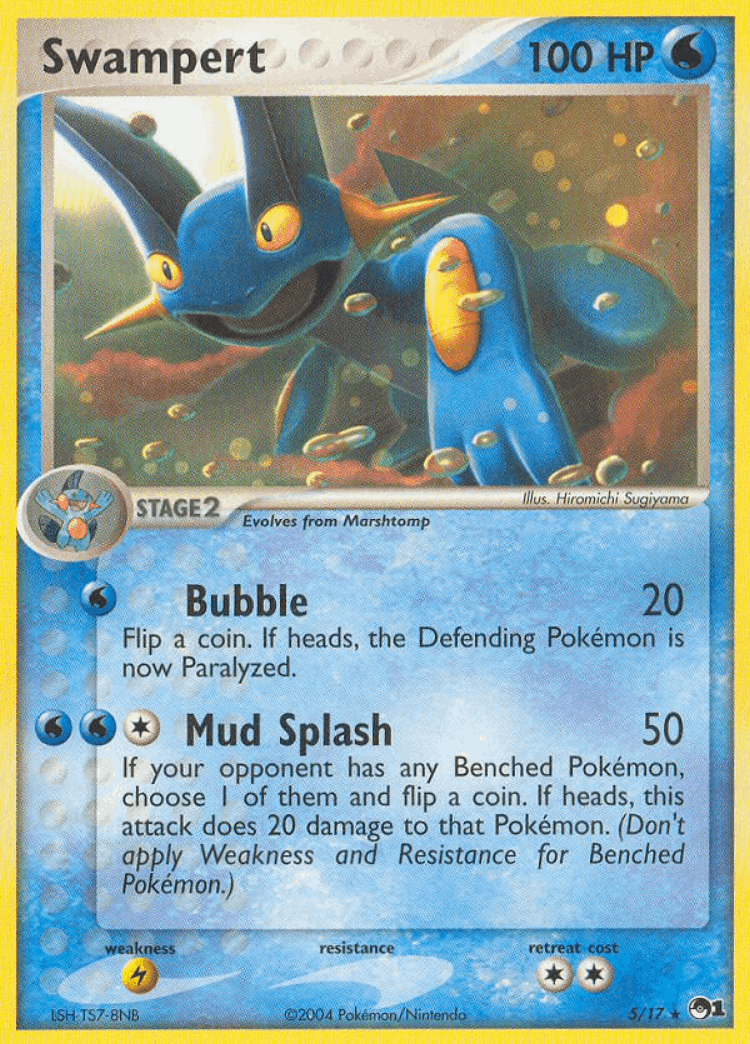 Swampert #5 from POP Series 1 - Rare - Illustrated by Hiromichi Sugiyama