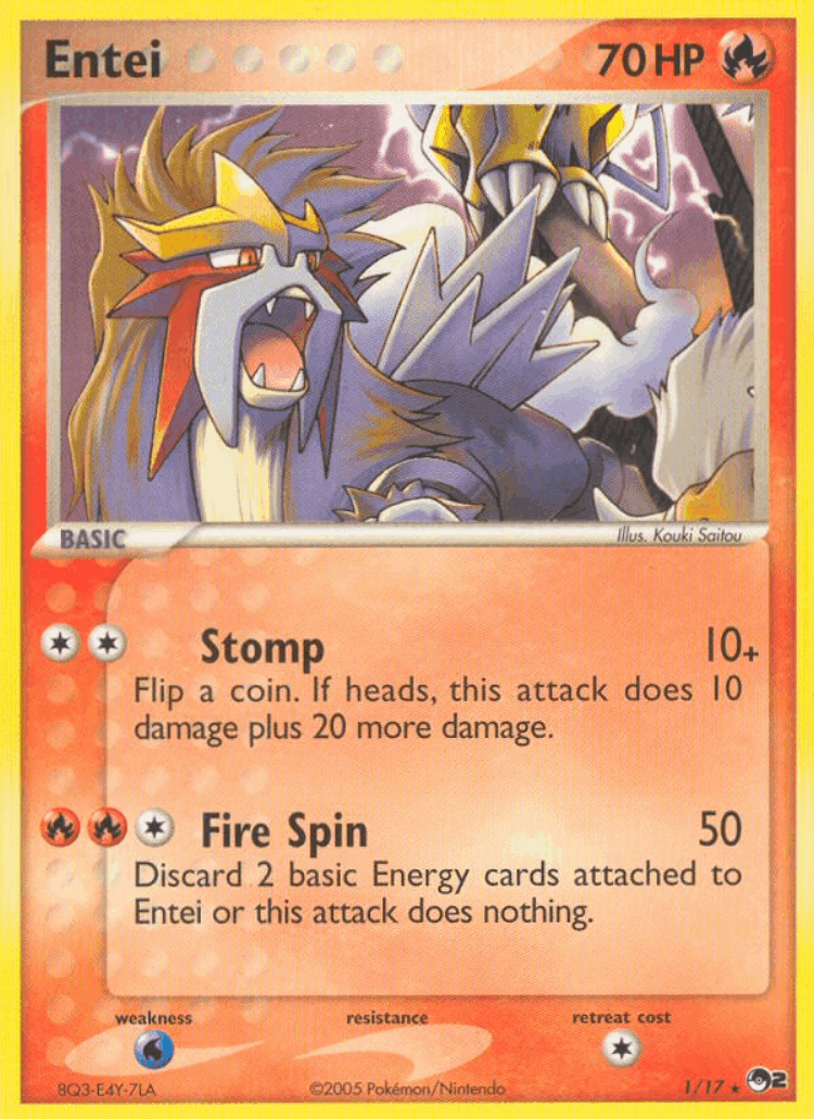 Entei #1 from POP Series 2 - Rare - Illustrated by Kouki Saitou
