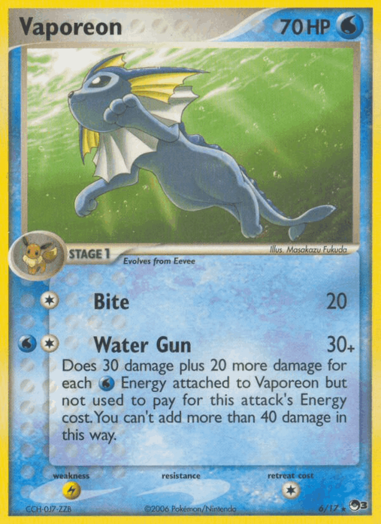 Vaporeon #6 from POP Series 3 - Rare - Illustrated by Masakazu Fukuda