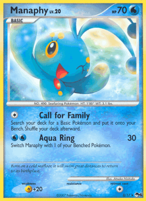 Manaphy #3 from POP Series 6 - Rare - Illustrated by Atsuko Nishida