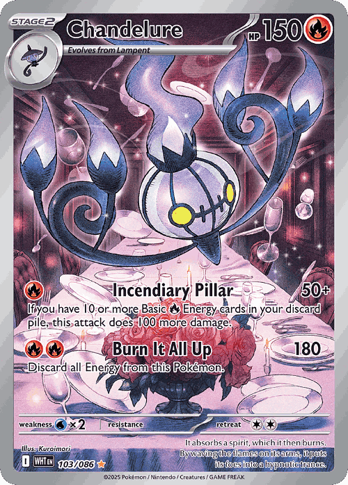 Chandelure #103 from White Flare - Illustration Rare - Illustrated by Kuroimori