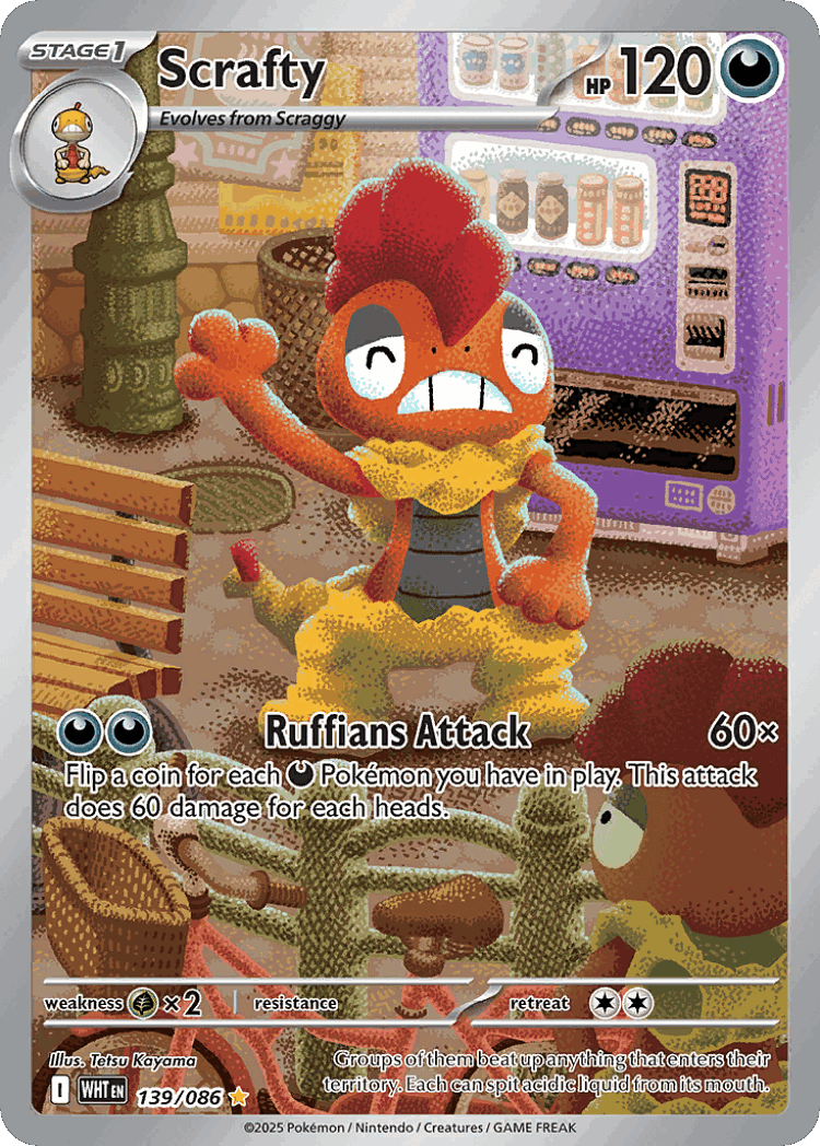 Scrafty #139 from White Flare - Illustration Rare - Illustrated by Tetsu Kayama