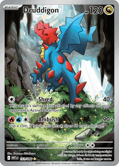 Druddigon #151 from White Flare - Illustration Rare - Illustrated by Kamome Shirahama