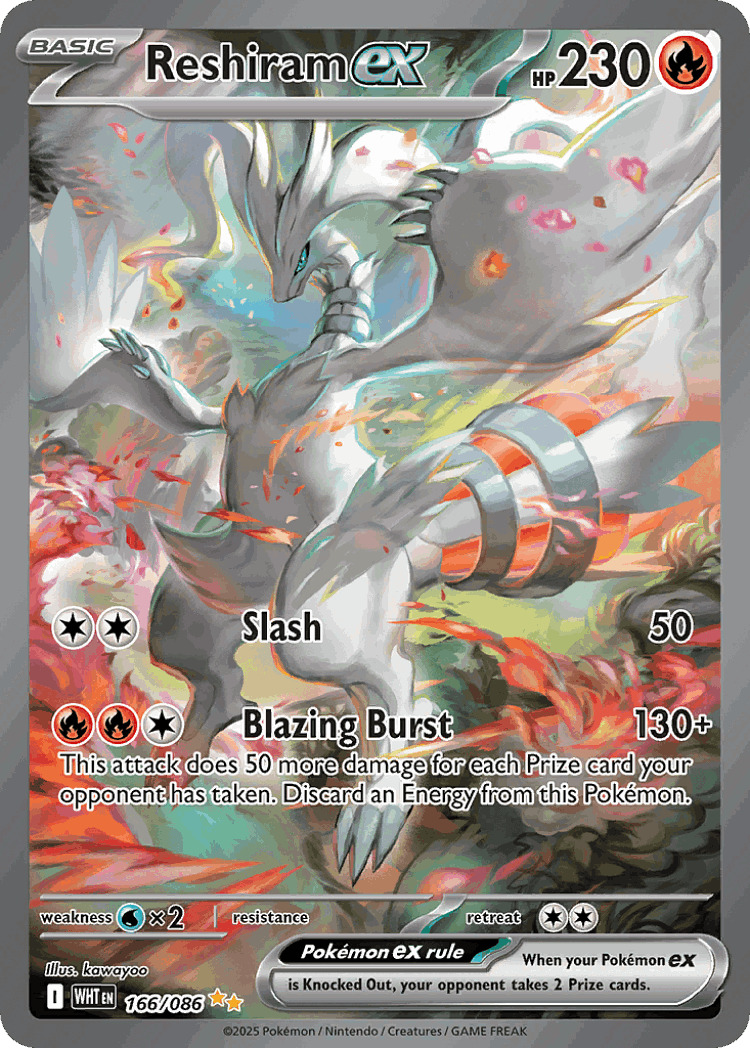 Reshiram ex #166 from White Flare - Special Illustration Rare - Illustrated by kawayoo