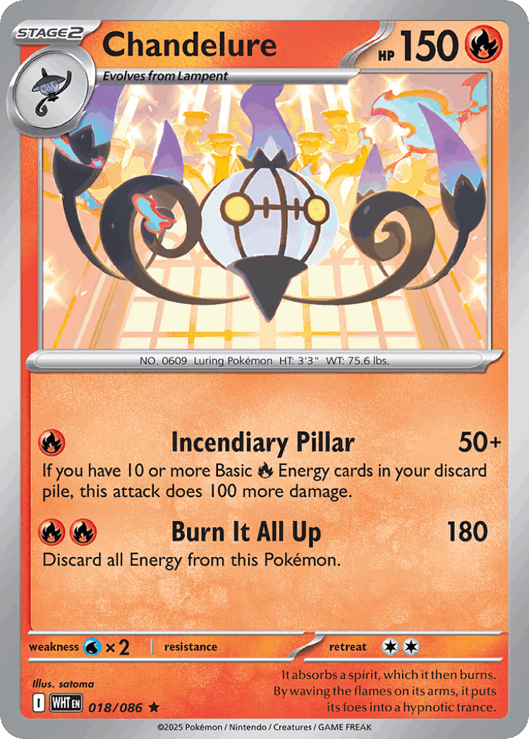 Chandelure #18 from White Flare - Rare - Illustrated by satoma