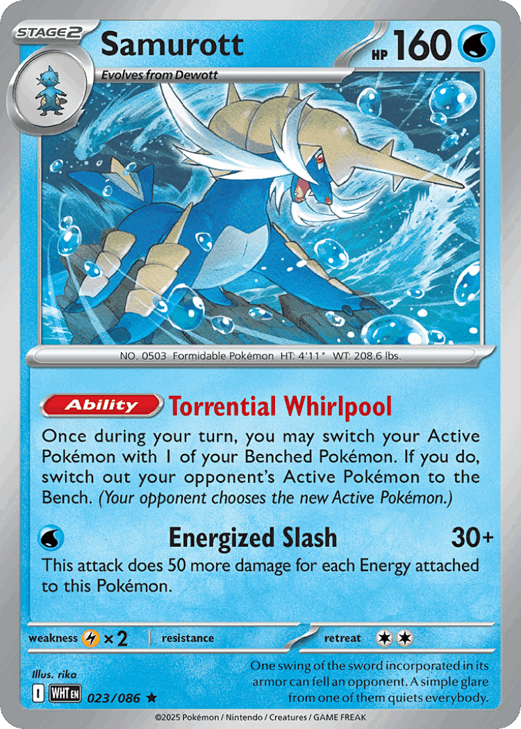 Samurott #23 from White Flare - Rare - Illustrated by rika