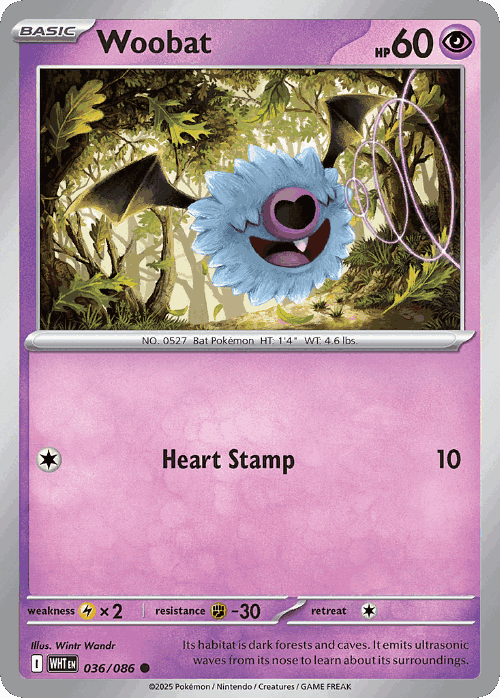 Woobat #36 from White Flare - Common - Illustrated by Wintr Wandr
