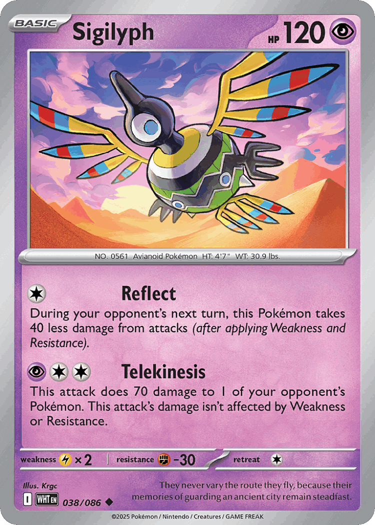 Sigilyph #38 from White Flare - Uncommon - Illustrated by Krgc