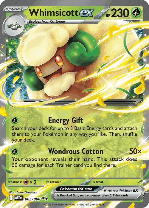 Whimsicott ex #5 from White Flare - Double Rare - Illustrated by 5ban Graphics