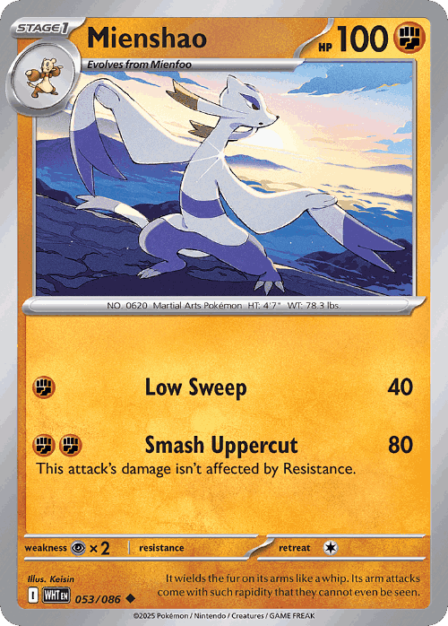 Mienshao #53 from White Flare - Uncommon - Illustrated by Keisin