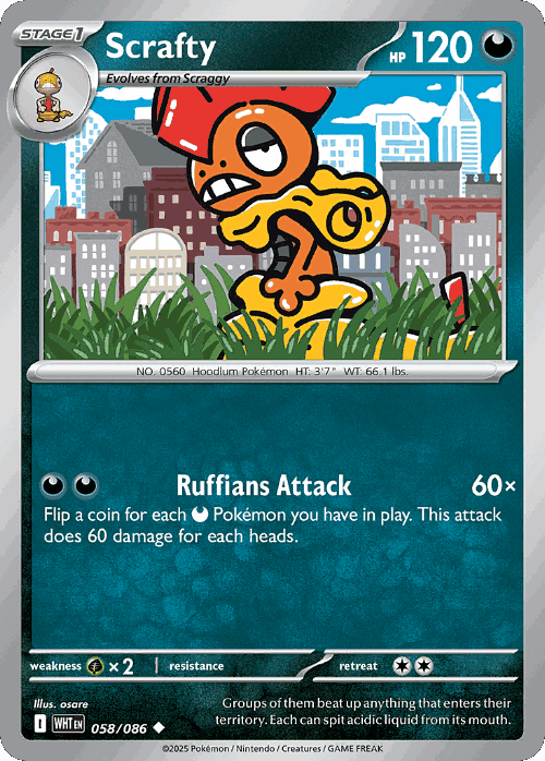 Scrafty #58 from White Flare - Uncommon - Illustrated by osare