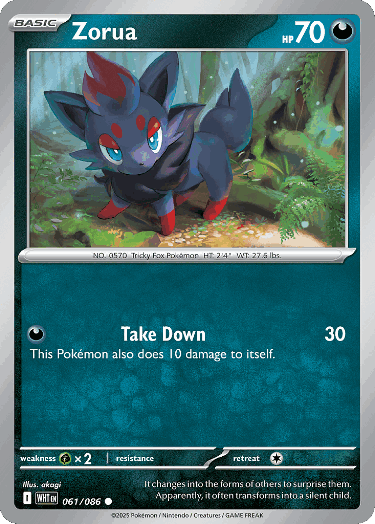 Zorua #61 from White Flare - Common - Illustrated by akagi