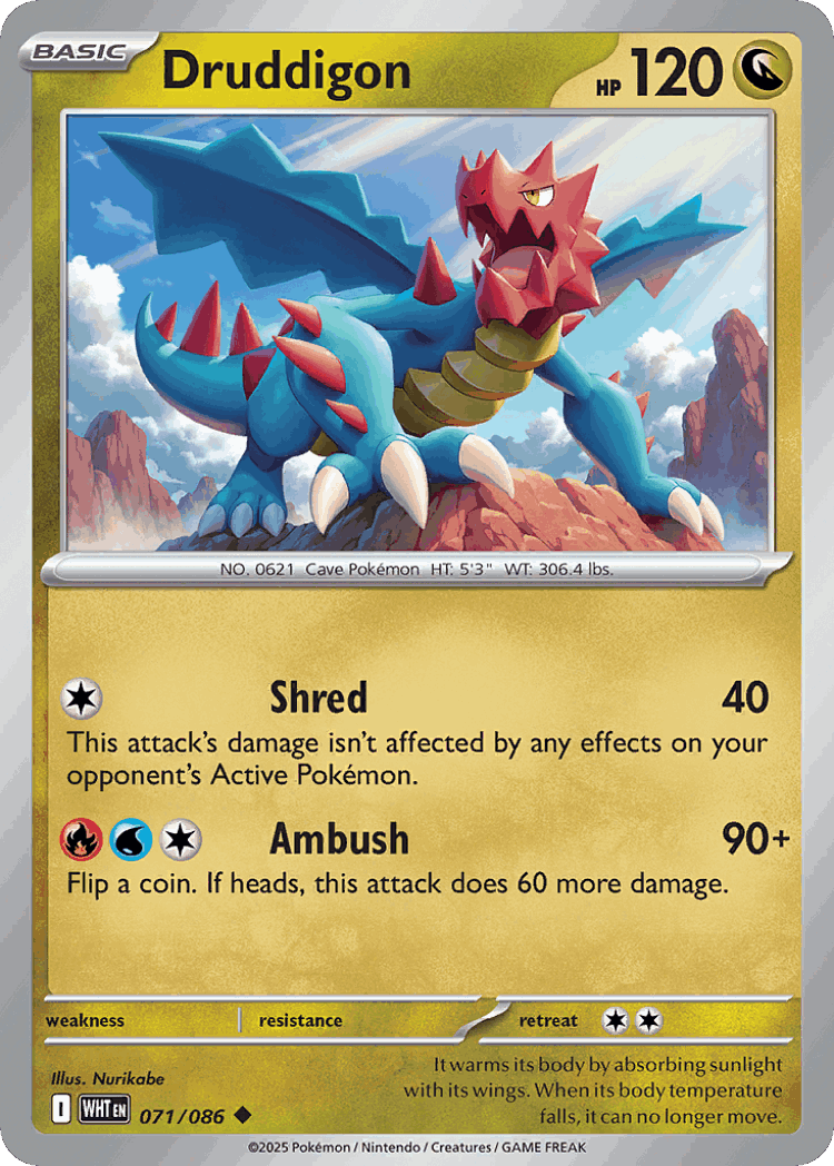 Druddigon #71 from White Flare - Uncommon - Illustrated by Nurikabe