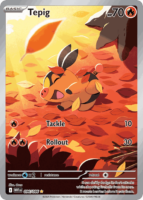 Tepig #96 from White Flare - Illustration Rare - Illustrated by Orca