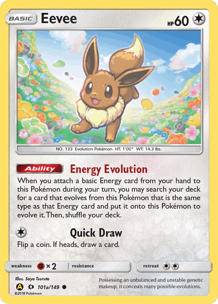 Eevee #101 from Sun & Moon - Common - Illustrated by Saya Tsuruta
