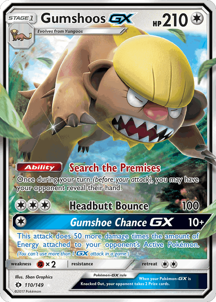 Gumshoos-GX #110 from Sun & Moon - Rare Holo GX - Illustrated by 5ban Graphics
