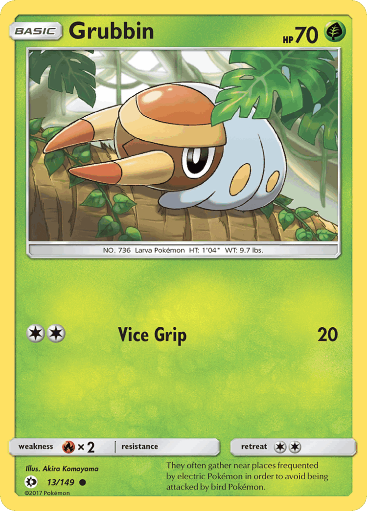 Grubbin #13 from Sun & Moon - Common - Illustrated by Akira Komayama
