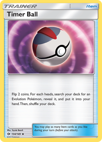 Timer Ball #134 from Sun & Moon - Uncommon - Illustrated by Toyste Beach