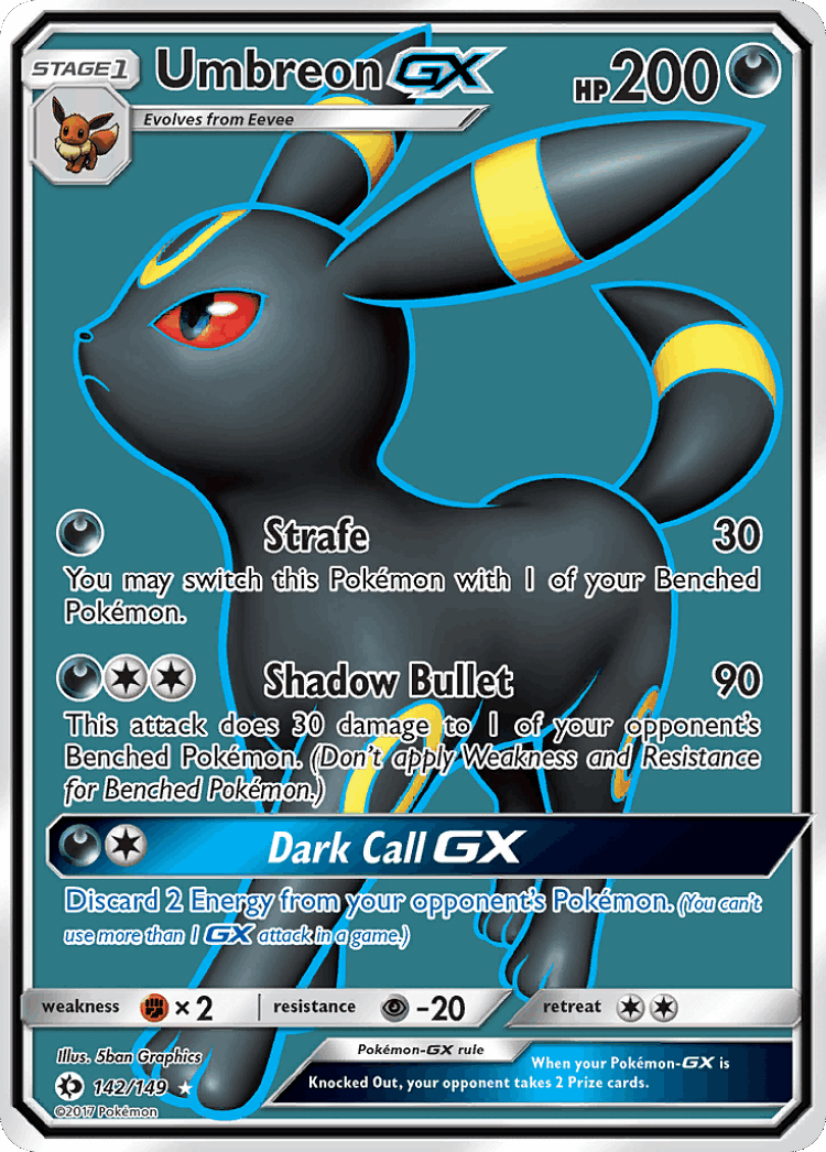 Umbreon-GX #142 from Sun & Moon - Rare Ultra - Illustrated by 5ban Graphics