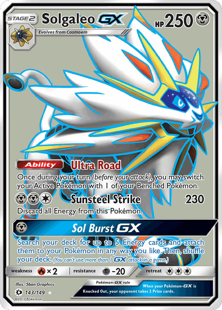 Solgaleo-GX #143 from Sun & Moon - Rare Ultra - Illustrated by 5ban Graphics