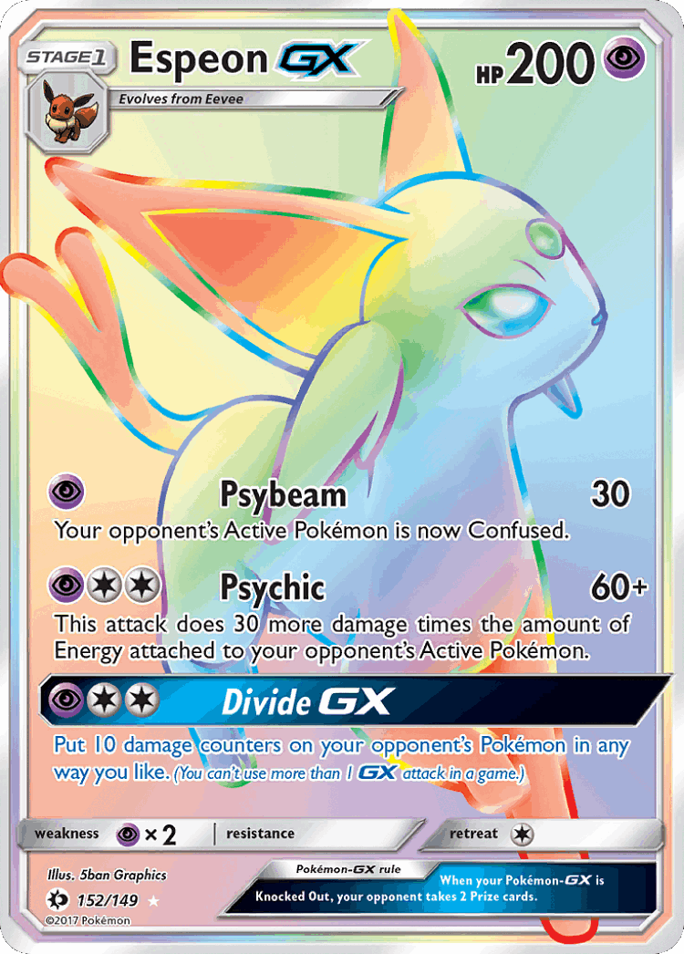 Espeon-GX #152 from Sun & Moon - Rare Rainbow - Illustrated by 5ban Graphics