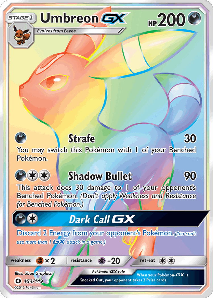 Umbreon-GX #154 from Sun & Moon - Rare Rainbow - Illustrated by 5ban Graphics