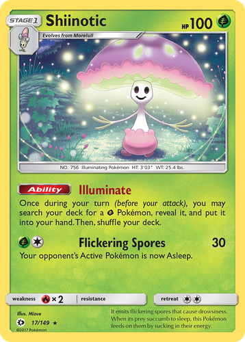 Shiinotic Pokémon TCG card art