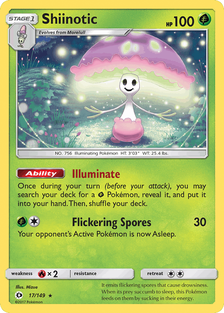 Shiinotic #17 from Sun & Moon - Rare Holo - Illustrated by Mizue
