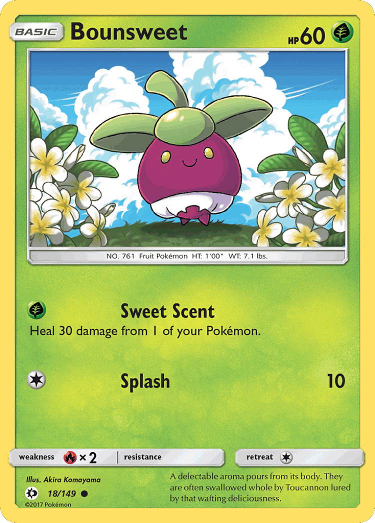 Bounsweet #18 from Sun & Moon - Common - Illustrated by Akira Komayama